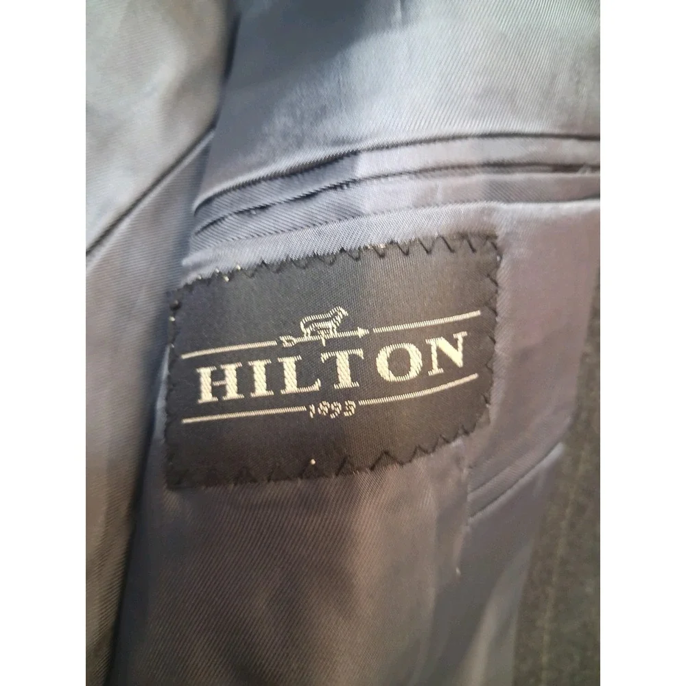 Hilton Wool Mens Gray Stripe Blazer Jacket Size 42 Formal Workwear Office